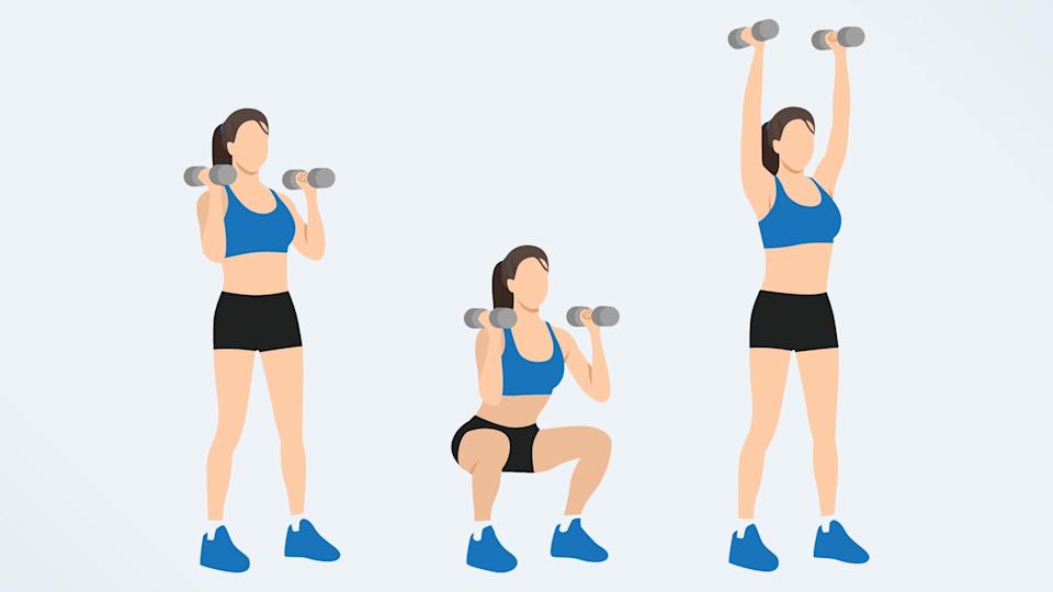 a squat to overhead press