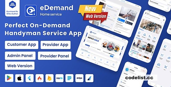 eDemand v2.9.0 - Multi Vendor On Demand Handy Services - nulled