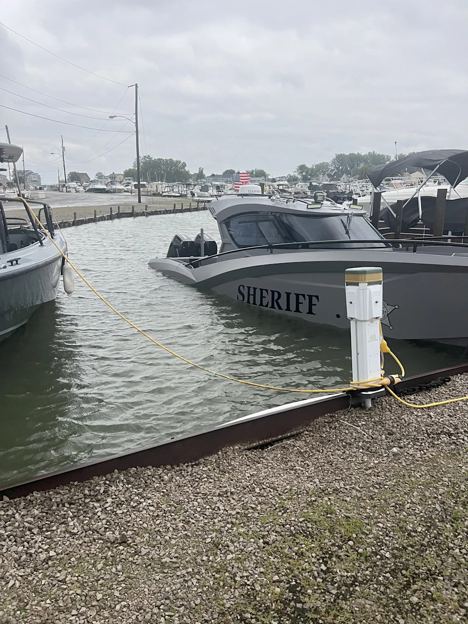 The Ottawa County Sheriff's newest patrol boat was seen to be taking on water at 7:04 a.m. Thursday, July 31, 2025. Storms hit the area, with high winds, starting late in the day on July 30, 2025, ultimately canceling ferry transportation.
