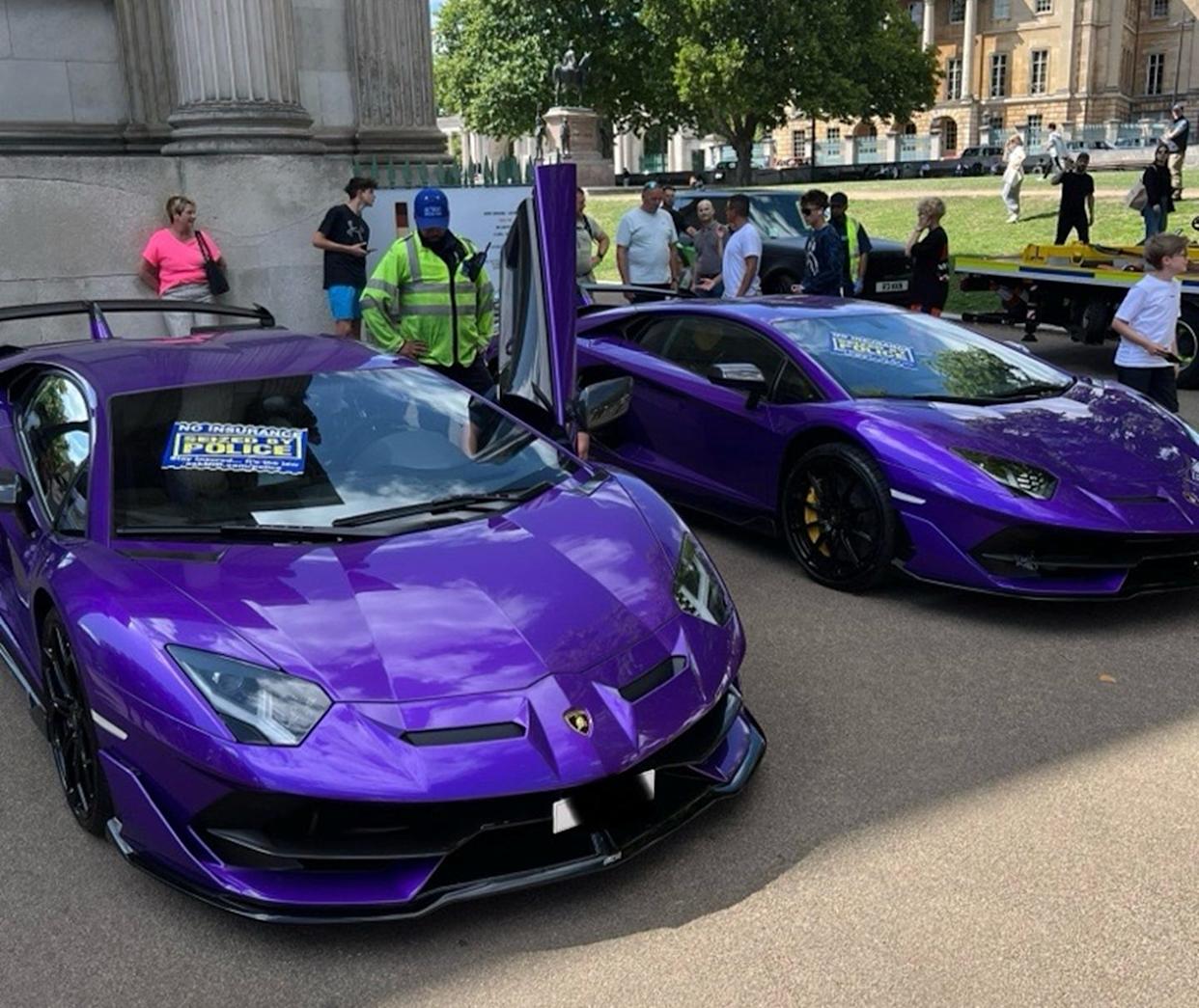 Twin Purple Lamborghini Aventador SVJs Among $9 Million in Cars Seized in London