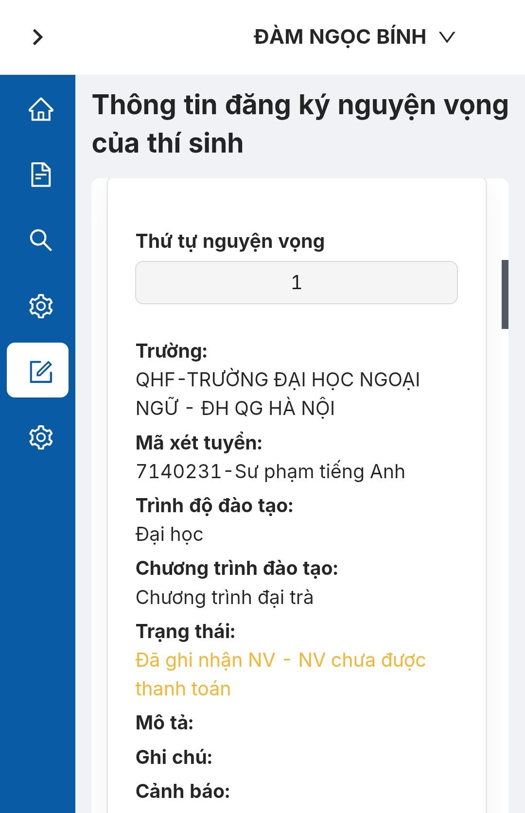 Nhiều thí sinh gặp sự cố khi nộp lệ phí xét tuyển đại học