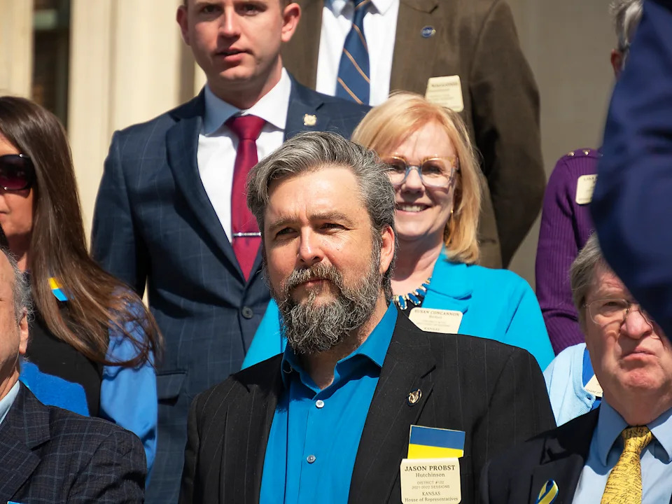  Former Rep. Jason Probst, a Hutchinson Democrat, said Rep. Kyler Sweely, R-Hutchinson, exaggerated a claim that Probst delivered “homophobic remarks” aimed at Sweely during a fundraising benefit for the Kansas State Fair’s nonprofit foundation. (Sherman Smith/Kansas Reflector)