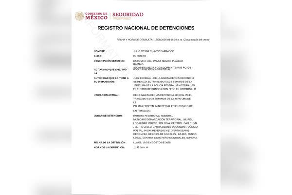 Trasladan a Julio César Chávez Jr. de EU a México; está detenido en Hermosillo, Sonora
