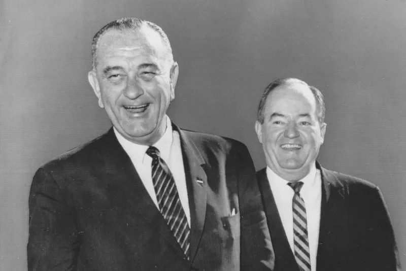 On August 26, 1964, Democrats nominated U.S. President Lyndon Johnson (L) and Hubert Humphrey. They won easily in November. UPI File Photo