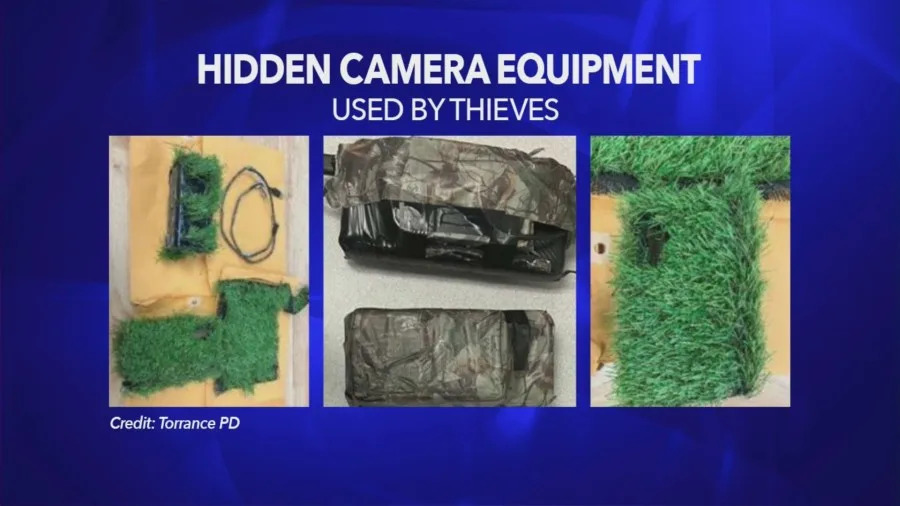 Photos released by the Torrance Police Department show hidden cameras used by thieves to stake out victims’ homes to figure out the best time to strike.