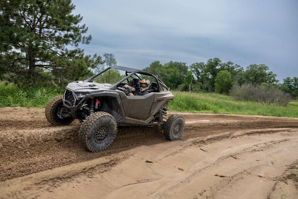 2025 polaris rzr pro r testing on polaris factory dirt track in minnesota