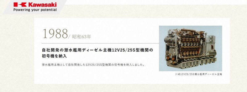 川崎重工業が自社開発した潜水艦用のディーゼルエンジン=川重のホームページより