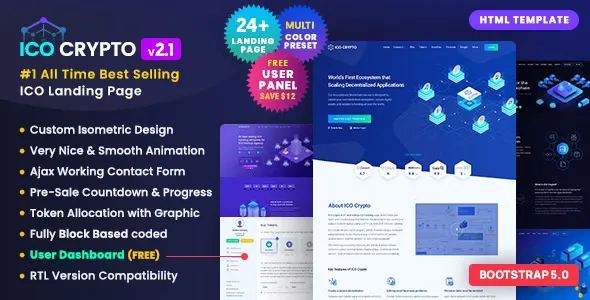 ICO Crypto - Multi-Purpose Landing Page HTML Template v2.1.0