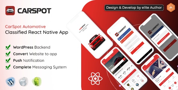 CarSpot v1.9.2 - Dealership Classified React Native App