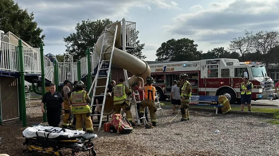 Rescuers on the playground.