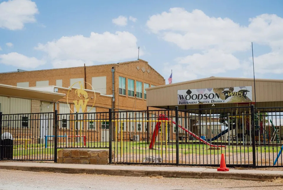 WOODSON, TEXAS — JULY 29, 2025: Woodson Independent School District (ISD) in Woodson, Texas, on Tuesday, July 28, 2025. The district adopted a four-day school week model during the 2019–20 school year. CREDIT: Desiree Rios for The Texas Tribune
