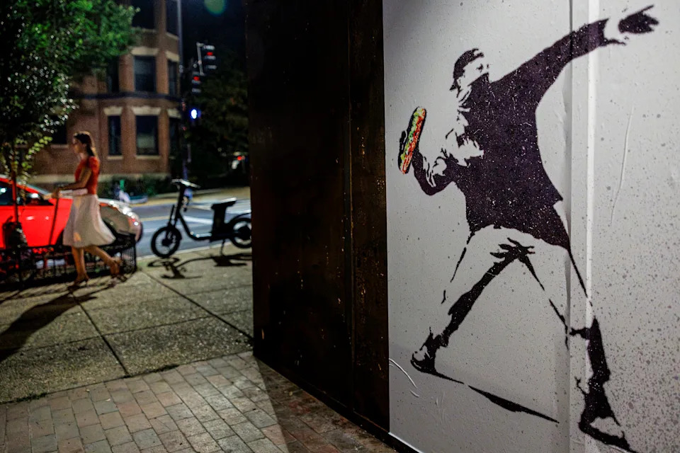 Mural of Sandwich Guy. (Tom Brenner for The Washington Post via Getty Images)