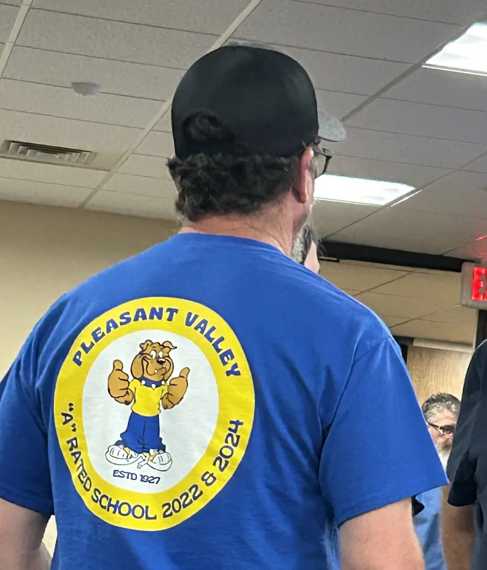 Loyal supporters show up for Pleasant Valley, many of them wearing shirts with the school's "A" designation, at the Amarillo ISD board meeting Monday.