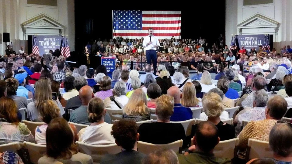 Pete Buttigieg speaks during a town hall hosted by VoteVets on May 13 in Cedar Rapids, Iowa. - Julia Hansen/Iowa City Press-Citizen/USA Today Network/Imagn Images