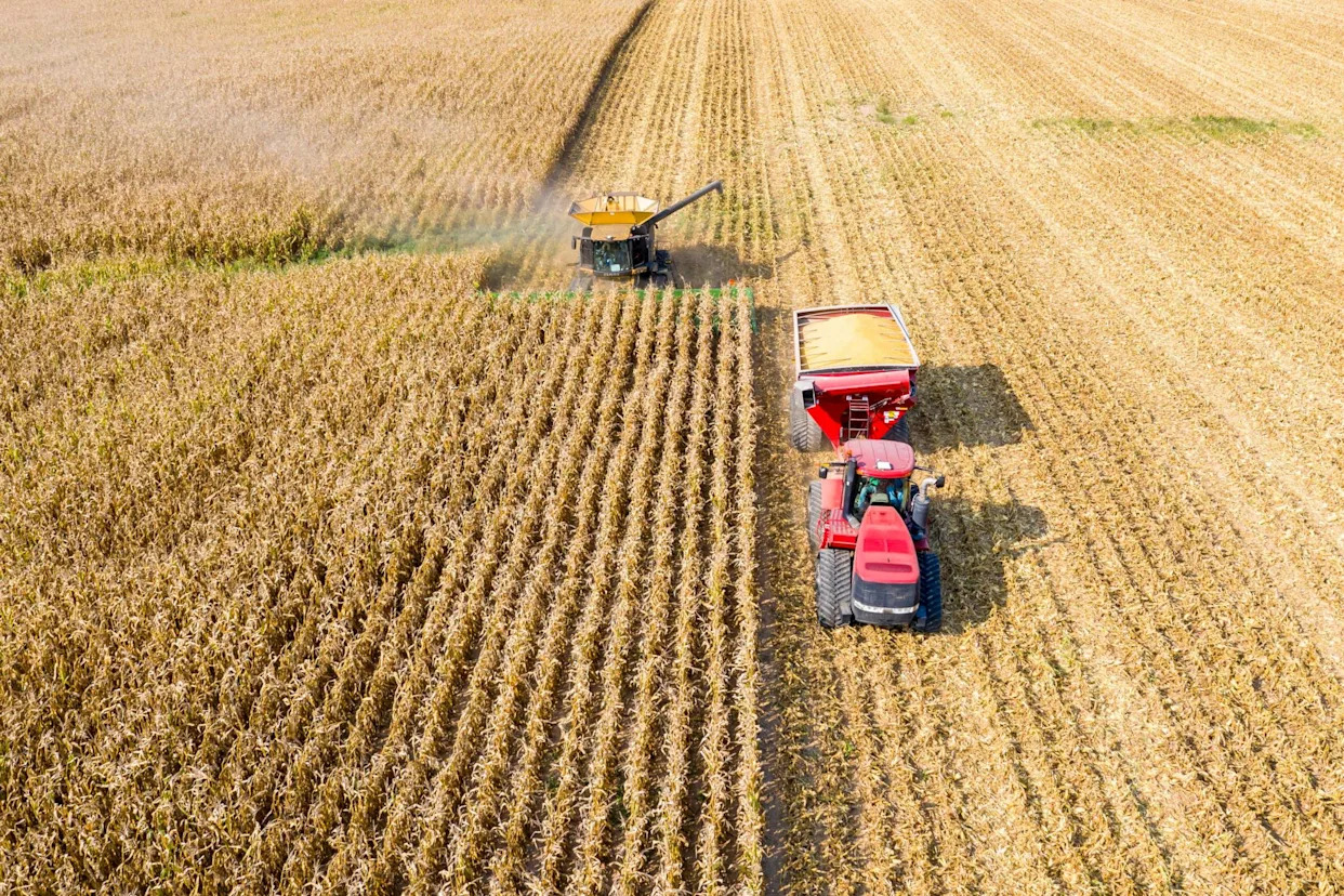 Farmers in US midwest squeezed by Trump tariffs and climate crisis