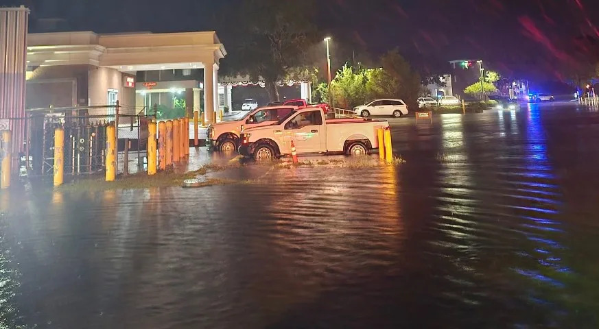 Flooding in Southport during storms in the Spring 2025. Photo from Southport Fire Dept.