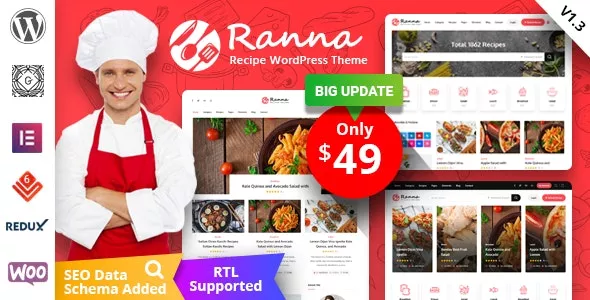 Ranna - Food & Recipe WordPress Theme + RTL v1.4.1