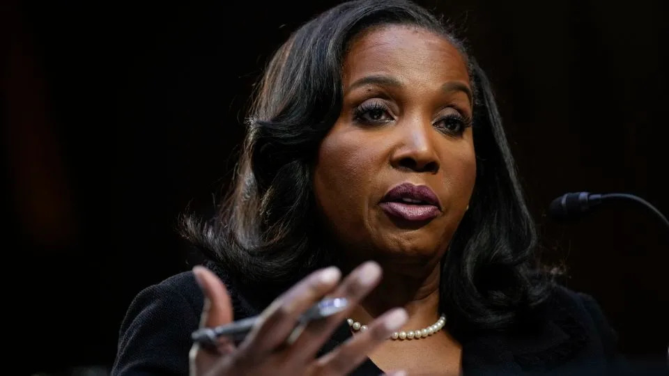 Lisa Cook testifies during a Senate Banking nominations hearing on June 21, 2023, in Washington, DC. - Drew Angerer/Getty Images/File