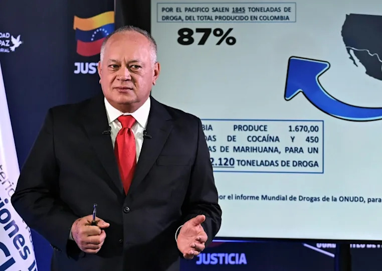 El ministro de Interior y Justicia de Venezuela, Diosdado Cabello, anuncia el 25 de agosto de 2025 en Caracas el despliegue de 15.000 efectivos de seguridad en la frontera con Colombia para operaciones contra el narcotráfico (Juan Barreto)