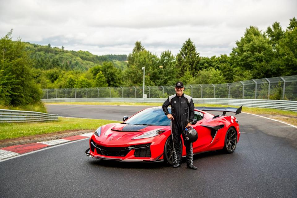 Brian Wallace, vehicle dynamics engineer and driver of the Corvette ZR1. Closed course.Chevrolet