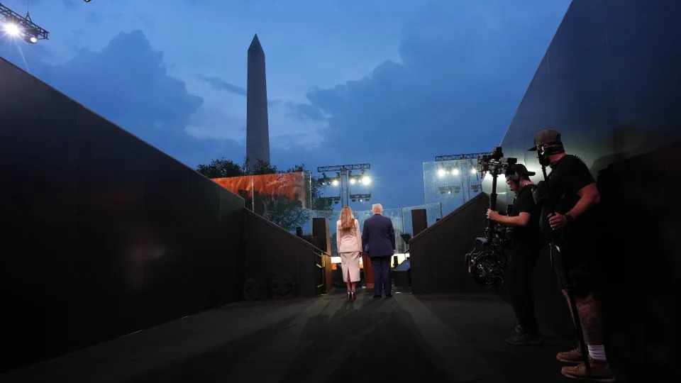 President Donald Trump and first lady Melania Trump attend the celebration of the Army's 250th birthday on the National Mall on June 14 in Washington, DC. - Doug Mills/Pool/Getty Images