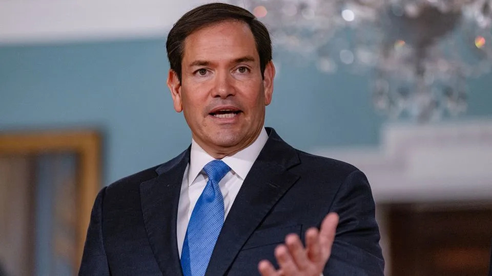 US Secretary of State Marco Rubio answers reporter questions in the Treaty Room of the State Department on August 6. - Lexi Critchett/CNN