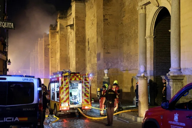 Fire contained, historic mosque-cathedral in southern Spain 'saved'