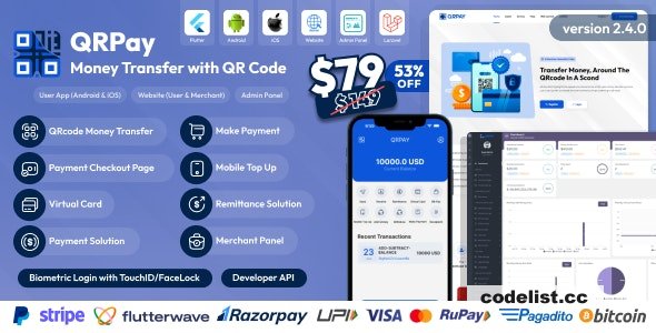 QRPay v3.3.0 - Money Transfer with QR Code Full Solution - nulled