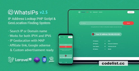 WhatsIPs v2.5 - IP Address Lookup PHP Script