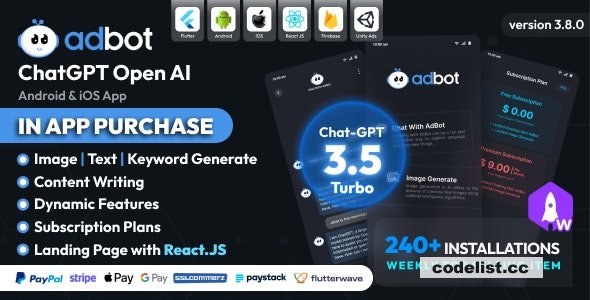AdBot v3.8.0 - ChatGPT Open AI Android and iOS App
