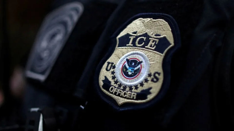 An ICE officer'sbadge seen in Hawthorne, California, on March 1, 2020. - Lucy Nicholson/Reuters