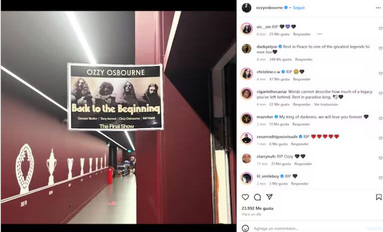 La última publicación de Ozzy en redes sociales (Captura: Instagram @ozzyosbourne)