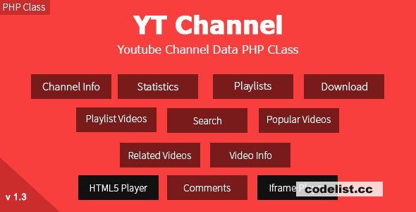 YT Channel v1.3.5 - YouTube Channel And Video Details API V3 PHP Class