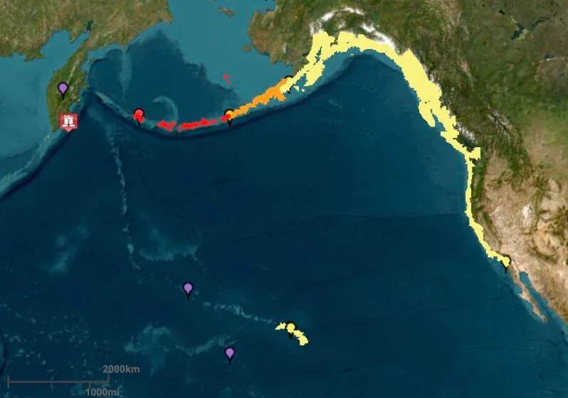 A tsunami warning was in effect for the western section of Alaska's Aleutian Islands.