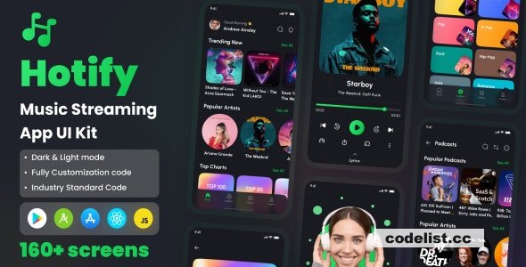 Hotify v1.0 - Music Streaming App React Native CLI Ui Kit