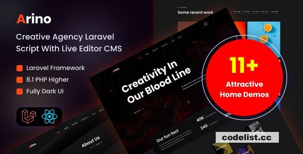 Arino v3.1 - Creative Agency Laravel Script With Live Editor CMS  - nulled