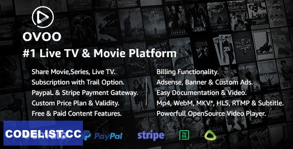 OVOO v3.3.1 - Live TV & Movie Portal CMS with Membership System