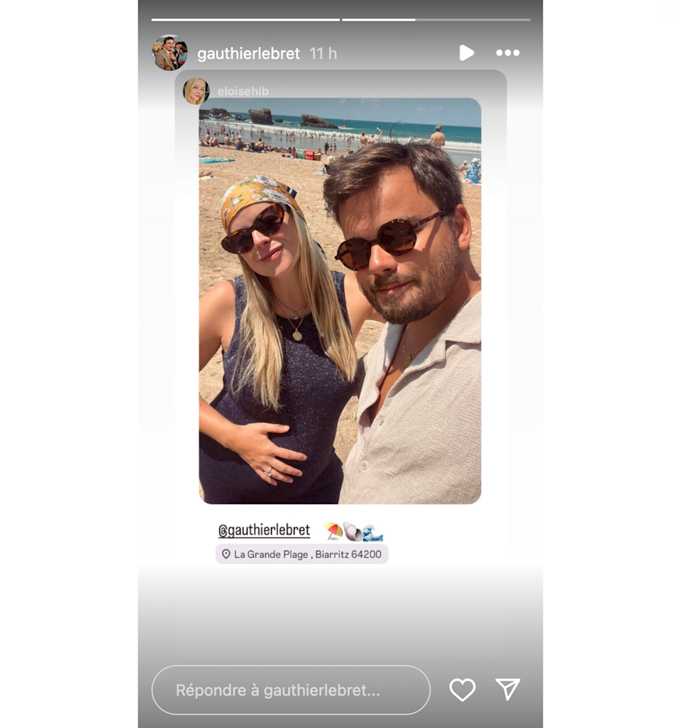 Gauthier Le Bret profite de ses vacances à Biarritz en postant une photo aux côtés de sa femme enceinte le lundi 28 juillet 2025 sur Instagram.
Crédit : Instagram/gauthierlebret