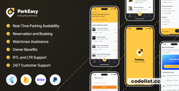 ParkEasy v1.0 - Flutter Complete Parking App - Parking spot Booking App with complete Soultion