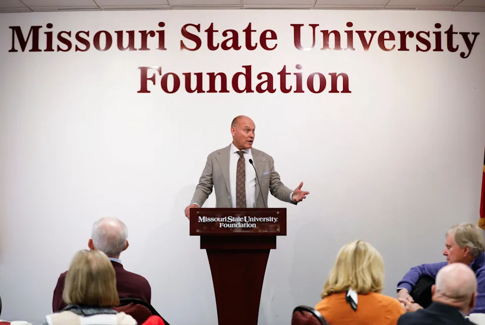 Brent Dunn, vice president for university advancement and executive director of the Missouri State University Foundation, during a foundation lunch announcing $9.1M in private gifts for scholarships, athletics, and Greenwood Lab School at the Meyer Alumni Center on Thursday, Feb. 13, 2025.