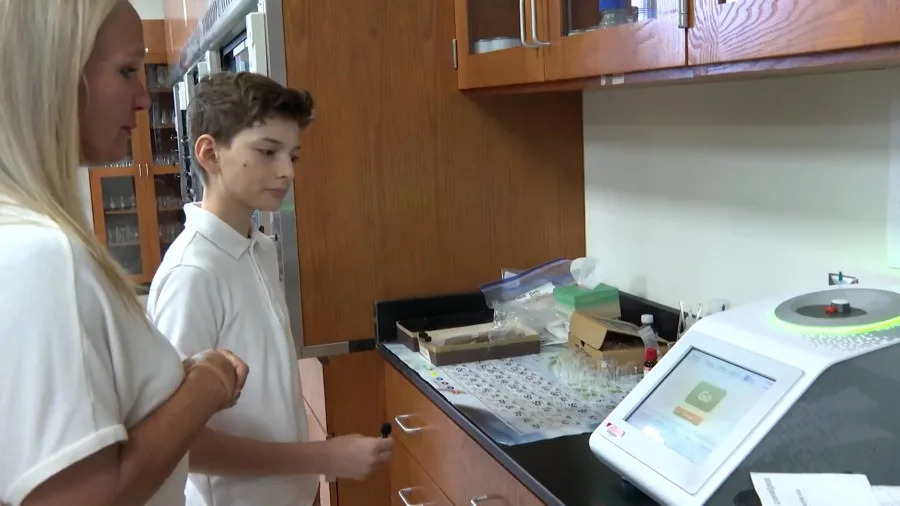 Van-Houston McMillion checking out one of the science labs at Calhoun Community College. (WHNT)