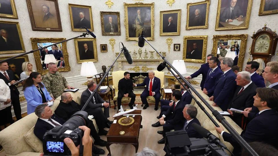 President Donald Trump meets with Ukrainian President Volodymyr Zelensky in the Oval Office at the White House on Monday in Washington, DC. - Anna Moneymaker/Getty Images
