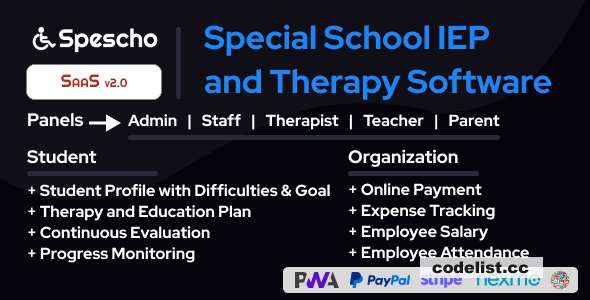 Spescho v1.0 - Special School IEP and Therapy Software