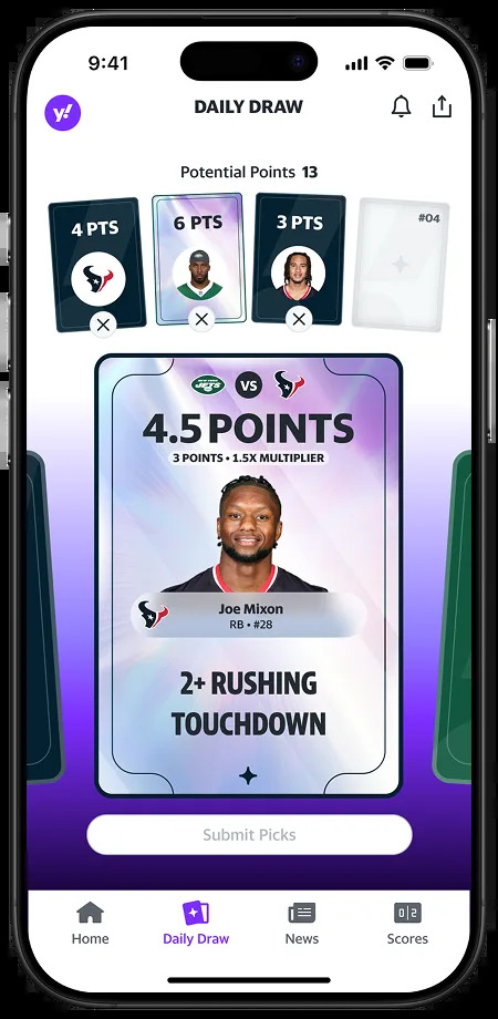 Daily Draw is now available on the Yahoo Fantasy app!