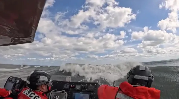 Watch: US Coast Guard crew smacked by large waves from Hurricane Erin off North Carolina