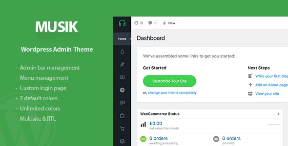 Musik v1.1.1 - Wordpress Admin Theme