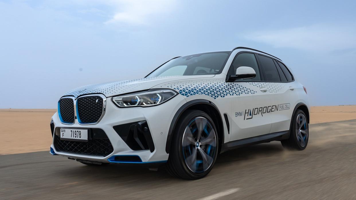 BMW debuted the iX5 hydrogen fuel-cell prototype in 2024. The automaker plans to release its first production hydrogen vehicle in 2028.
