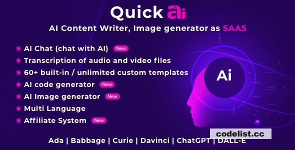 QuickAI OpenAI v4.5 - ChatGPT - AI Writing Assistant and Content Creator as SaaS - nulled