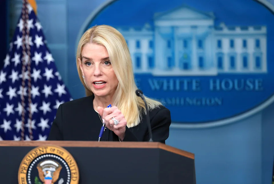 File: Attorney General Pam Bondi speaks on recent Supreme Court rulings in the briefing room at the White House on June 27, 2025 in Washington, DC. / Credit: Joe Raedle/Getty Images