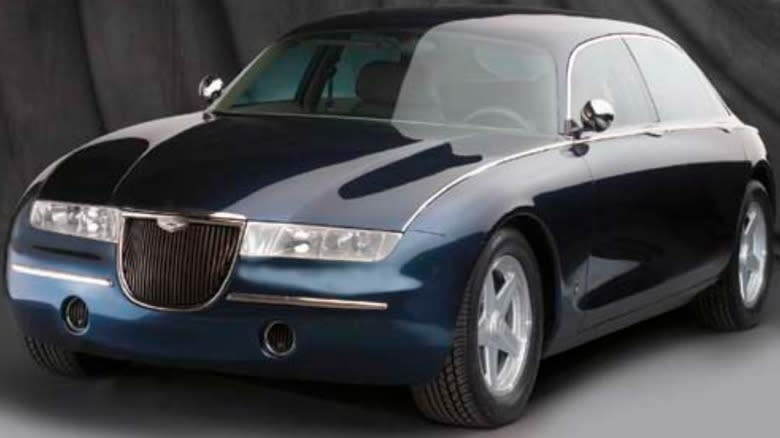 Front view of the Sorrento Blue Aston Martin Lagonda Vignale sold at a Christie's auction in 2002